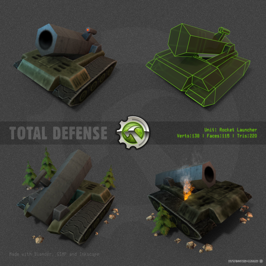 Low poly model for Total Defense 3D mobile game