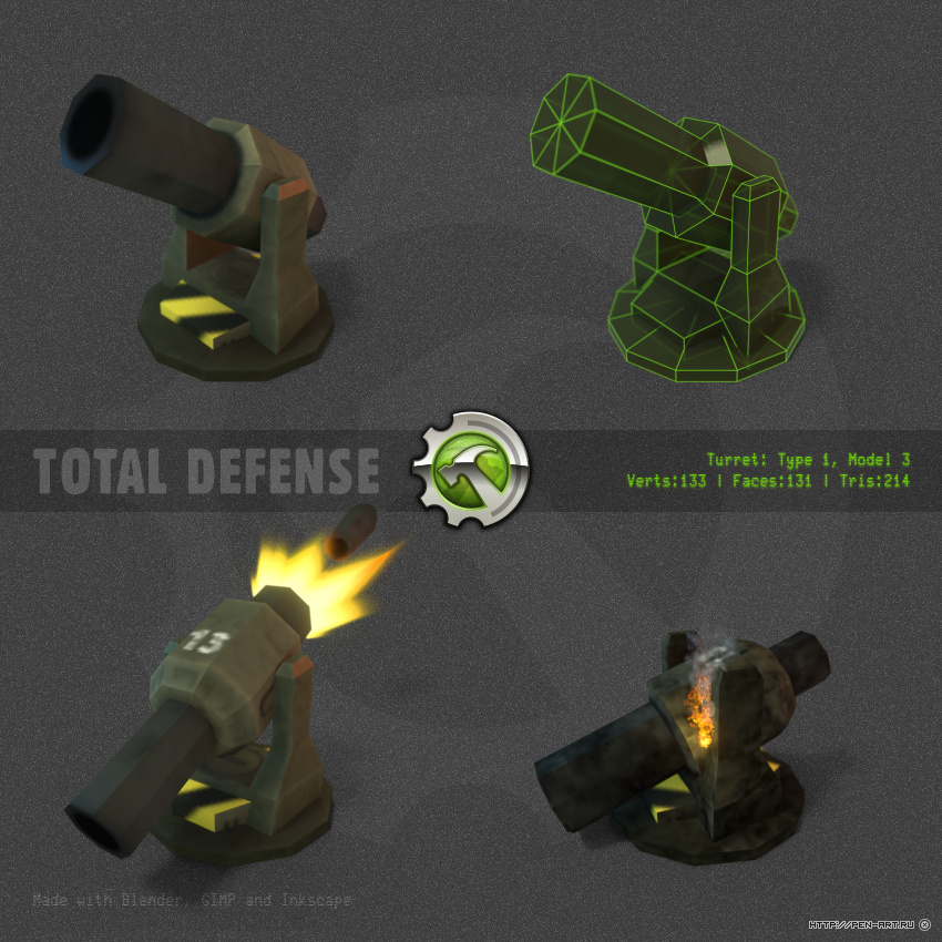 Low poly model for Total Defense 3D mobile game