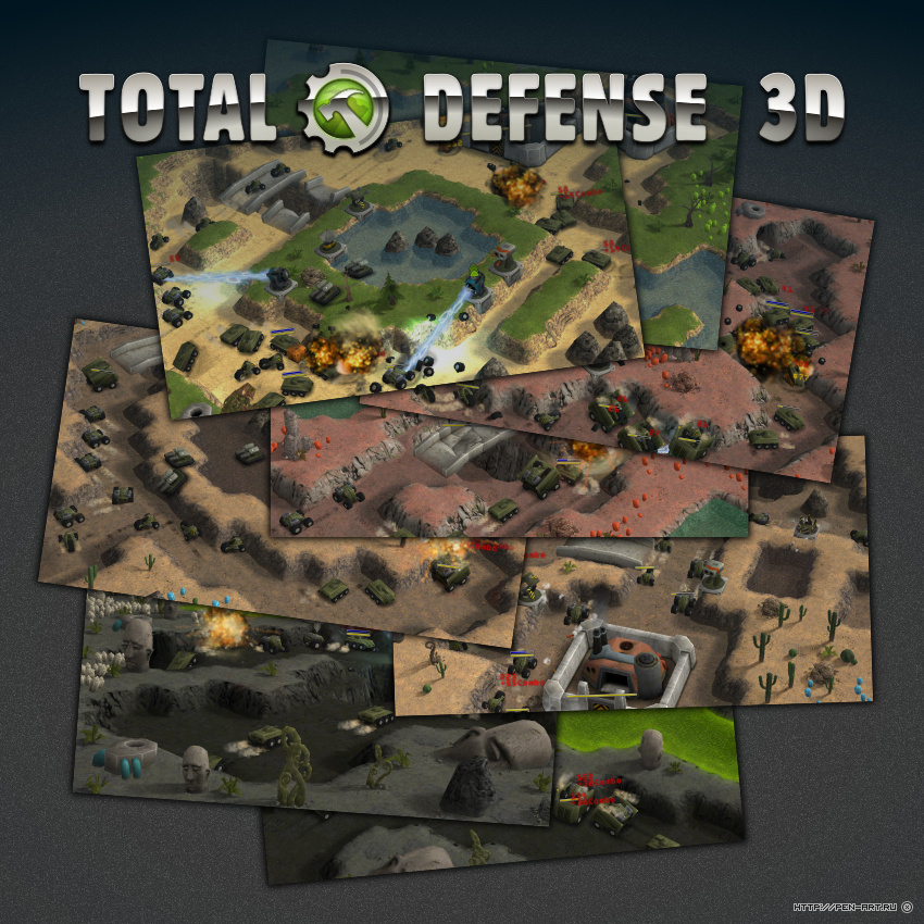 Screenshots of the gameplay in the mobile game Total Defense 3D