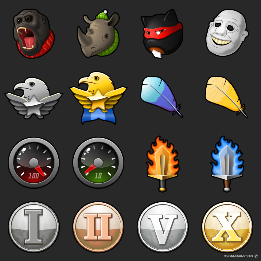 Achievements icons from Sky Jockeys mobile game