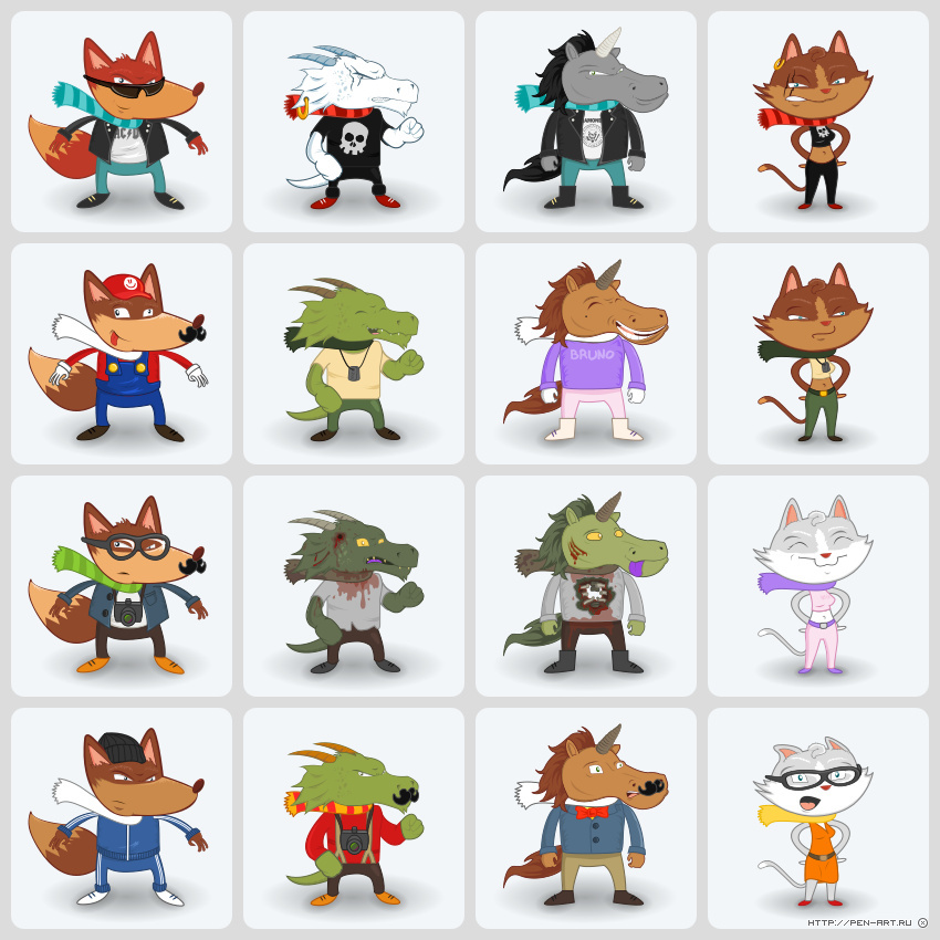 Alternative skins for characters from Sky Jockeys mobile game